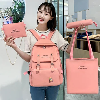 4 Sets/Pcs Woman Laptop Backpack Ribbons School Backpacks cute cat Schoolbag For Teenagers Girls Student Book Bag Female Satchel
4 Sets/Pcs Woman Laptop Backpack Ribbons School Backpacks cute cat Schoolbag For Teenagers Girls Student Book Bag Female Satchel