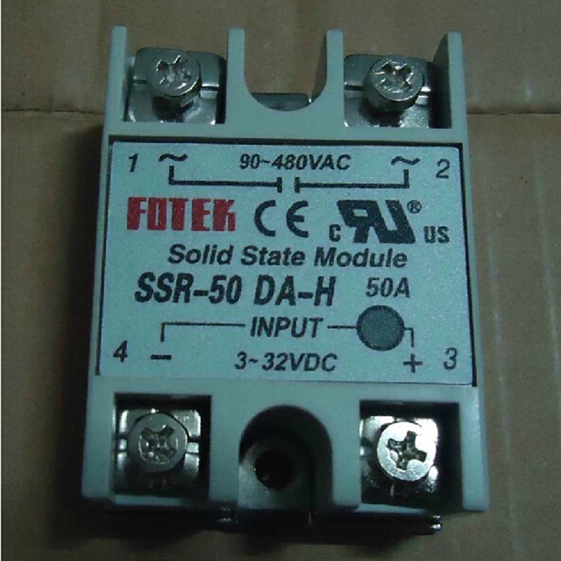 

SSR-50DA-H solid state relay 50A input 3-32V DC Load 90-480V AC Resistance Regulator