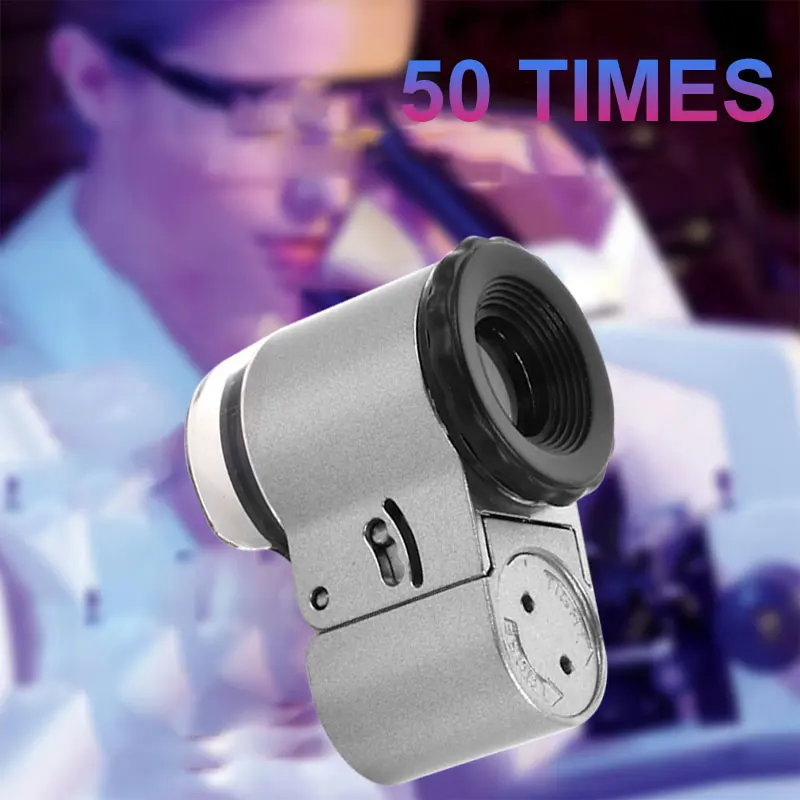 Mini Magnifier Magnifying Glass 50X LED Lights Reading Jewelry Desktop UV Lamp Practical Currency Detector Archaeology Research
Mini Magnifier Magnifying Glass 50X LED Lights Reading Jewelry Desktop UV Lamp Practical Currency Detector Archaeology Research