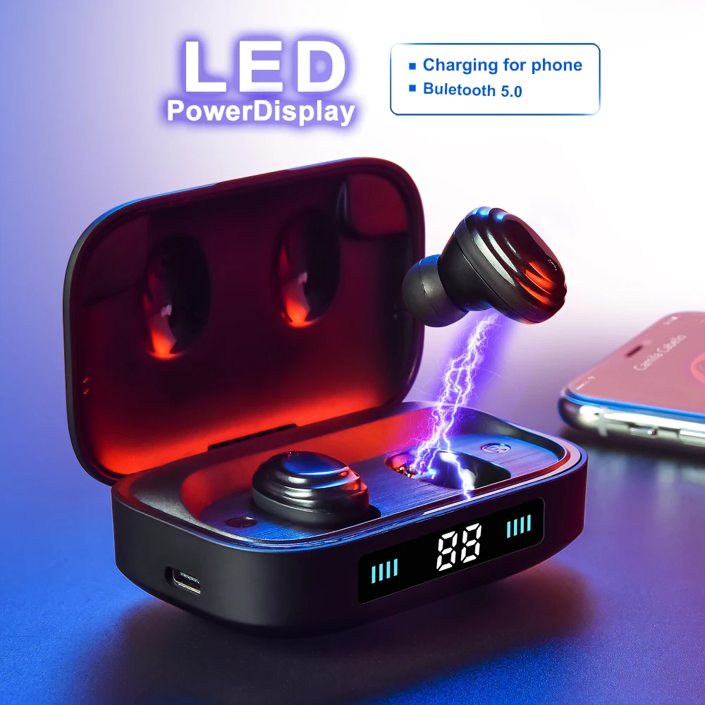 Sport Waterproof Bluetooth 5.0 Wireless Earphones TWS With Mic Headsets LED Power Display 2000 mAh Earbuds Charging For Phone
Sport Waterproof Bluetooth 5.0 Wireless Earphones TWS With Mic Headsets LED Power Display 2000 mAh Earbuds Charging For Phone
