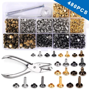 480pcs/set 6-8mm Copper Double-sided Rivet 4 Colors With Punch Pliers Fixing Set Tool Accessory for DIY Leather Craft Rivets Rep
480pcs/set 6-8mm Copper Double-sided Rivet 4 Colors With Punch Pliers Fixing Set Tool Accessory for DIY Leather Craft Rivets Rep