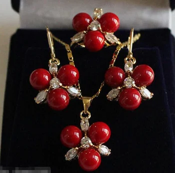 8MM Coral Red South sea Shell Pearl Craystal Earrings Ring Necklace Pendant Set
8MM Coral Red South sea Shell Pearl Craystal Earrings Ring Necklace Pendant Set