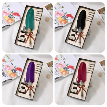 1Set Retro Vintage Calligraphy Feather Pens Cute Feather Ballpoint Pens Kawaii Plush Ball Pens for Writing
1Set Retro Vintage Calligraphy Feather Pens Cute Feather Ballpoint Pens Kawaii Plush Ball Pens for Writing