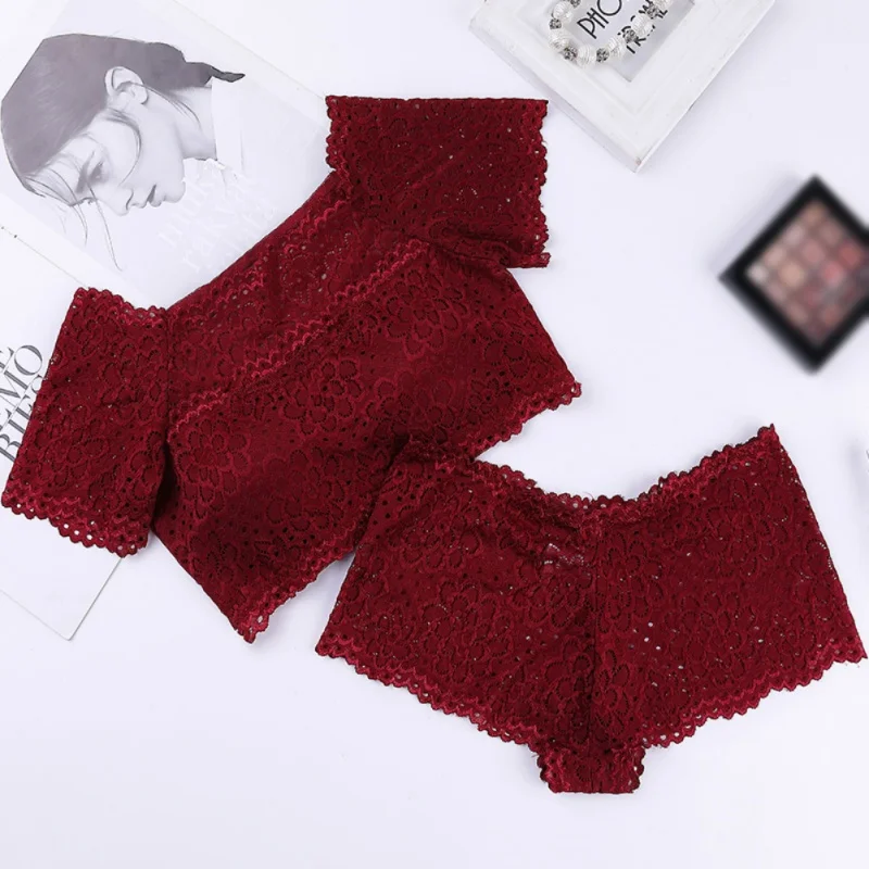 EFINNY Women Underwear Suits Summer Lace Bra Set Mesh Female Vest Underwear Short-sleeved Vest Brief Set
EFINNY Women Underwear Suits Summer Lace Bra Set Mesh Female Vest Underwear Short-sleeved Vest Brief Set