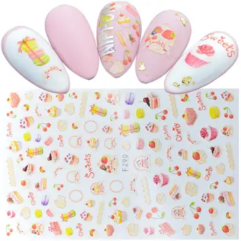 Dessert Patterns Nails Art Manicure Back Glue Decal Decorations Design Nail Sticker For Nails Tips Beauty