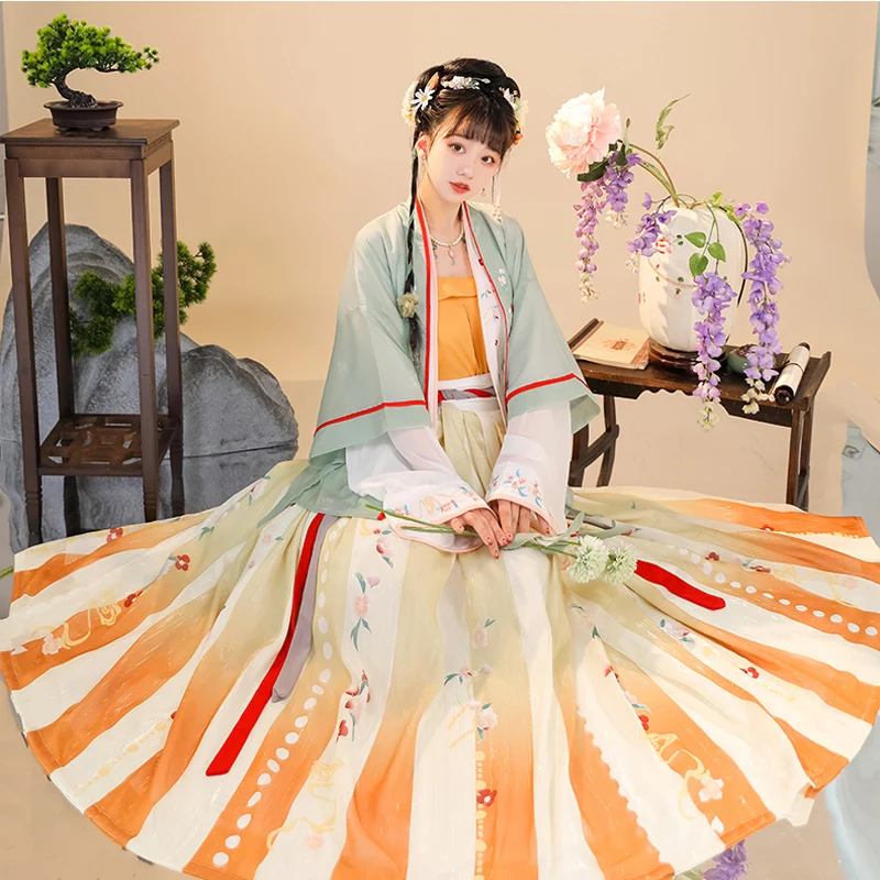 Традиционная китайская одежда Hanfu, женское платье с цветочной вышивкой, Свободный кардиган, винтажные новые комплекты длинных сказочных платьев с принтом
Традиционная китайская одежда Hanfu, женское платье с цветочной вышивкой, Свободный кардиган, винтажные новые комплекты длинных сказочных платьев с принтом