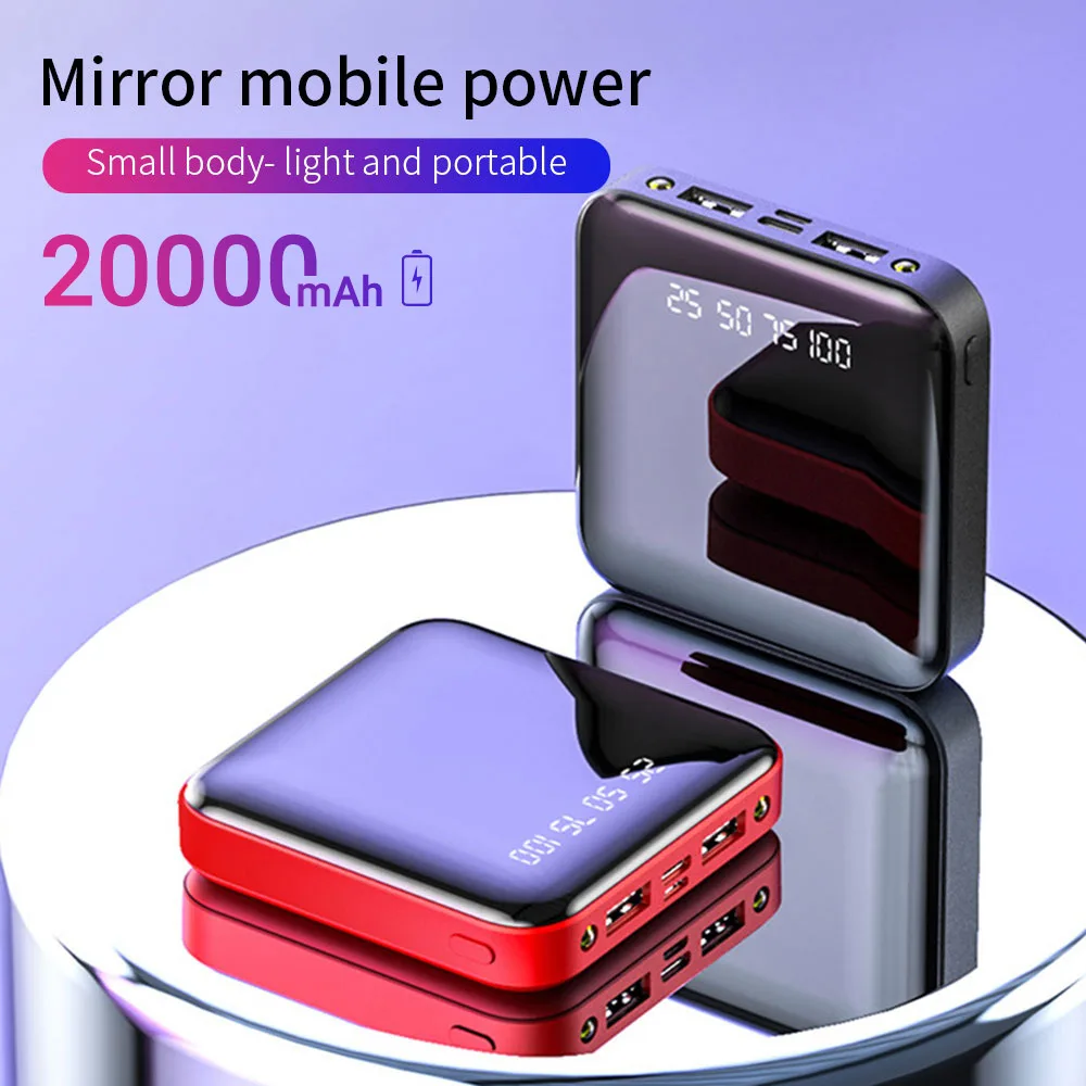 Внешний аккумулятор 20000 мАч портативный зарядный повербанк мобильный телефон