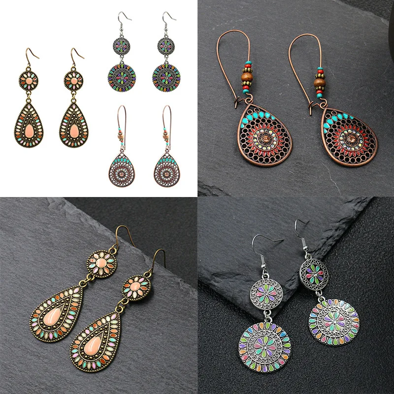 Богемные этнические серьги из сплава ветра три пары евро-американские популярные индивидуальные цветные Модные Преувеличенные классические 
Богемные этнические серьги из сплава ветра три пары евро-американские популярные индивидуальные цветные Модные Преувеличенные классические