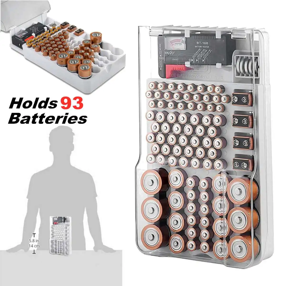 93 Grids Battery Capacity Tester Storage Box Transparent Measuring Organizer Case Accessories for AAA AA 9V C D Batteries
93 Grids Battery Capacity Tester Storage Box Transparent Measuring Organizer Case Accessories for AAA AA 9V C D Batteries