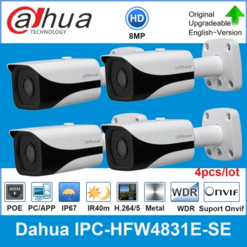 Dahua Original IPC-HFW4831E-SE Original 8MP WDR IR Bullet IP Camera 4K 40M IR Micro SD Card Slot H.265 IP67 POE Dahua IPC
Dahua Original IPC-HFW4831E-SE Original 8MP WDR IR Bullet IP Camera 4K 40M IR Micro SD Card Slot H.265 IP67 POE Dahua IPC