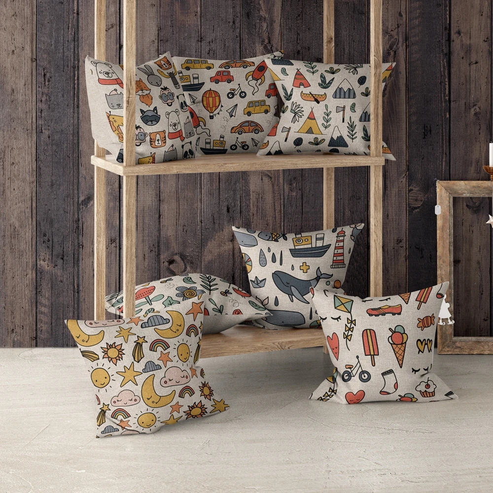 Cartoon Cushion Cover Home Decor Textile Cute Illustration Printed Pillowcase Throw Pillow Case Cutton Linen Car Sofa Bed
Cartoon Cushion Cover Home Decor Textile Cute Illustration Printed Pillowcase Throw Pillow Case Cutton Linen Car Sofa Bed