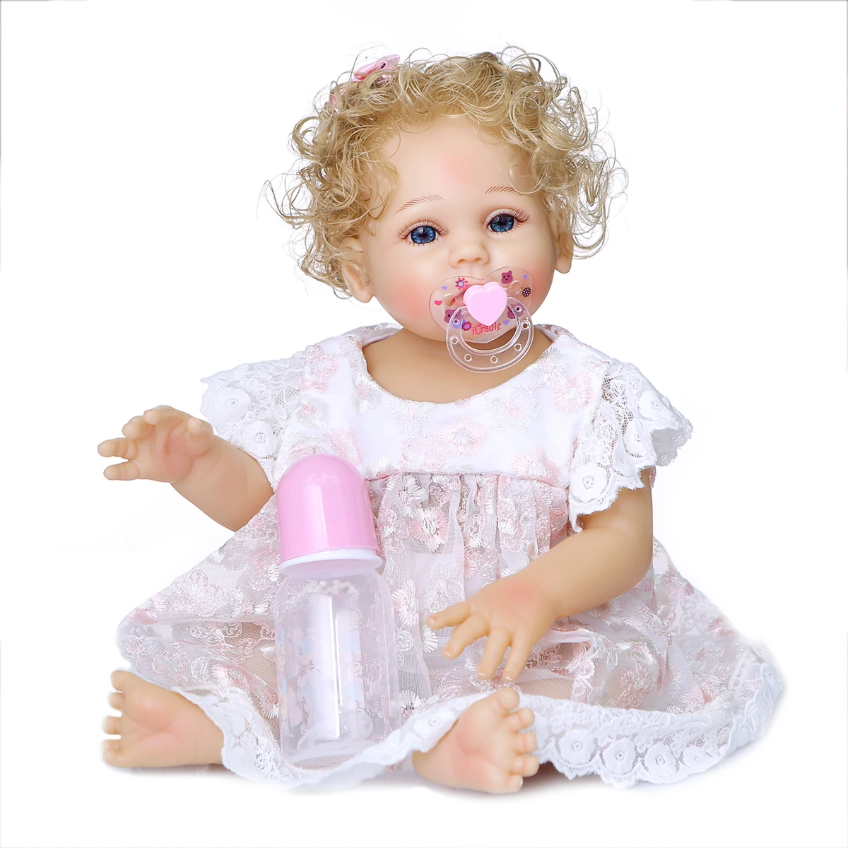 48 CM Full Silicone Body Reborn aby Doll For Girl 19 inch Soft Vinyl Newborn Babies Toys White lace dress Child Birthday Gift
48 CM Full Silicone Body Reborn aby Doll For Girl 19 inch Soft Vinyl Newborn Babies Toys White lace dress Child Birthday Gift