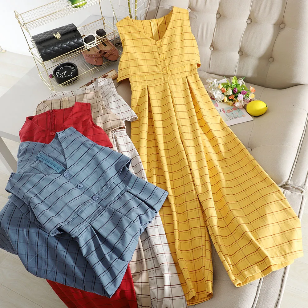 Women Jumpsuits Lady Plaid Spaghetti High Waist Jumpsuit With Button Rompers Party Cloth 2019 Summer Female Maxi Playsuit G1722
Women Jumpsuits Lady Plaid Spaghetti High Waist Jumpsuit With Button Rompers Party Cloth 2019 Summer Female Maxi Playsuit G1722