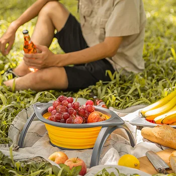 Kitchen Washing Vegetable Fruit basket Retractable Foldable Filter Camping Fruit Basket With Support Frame
Kitchen Washing Vegetable Fruit basket Retractable Foldable Filter Camping Fruit Basket With Support Frame