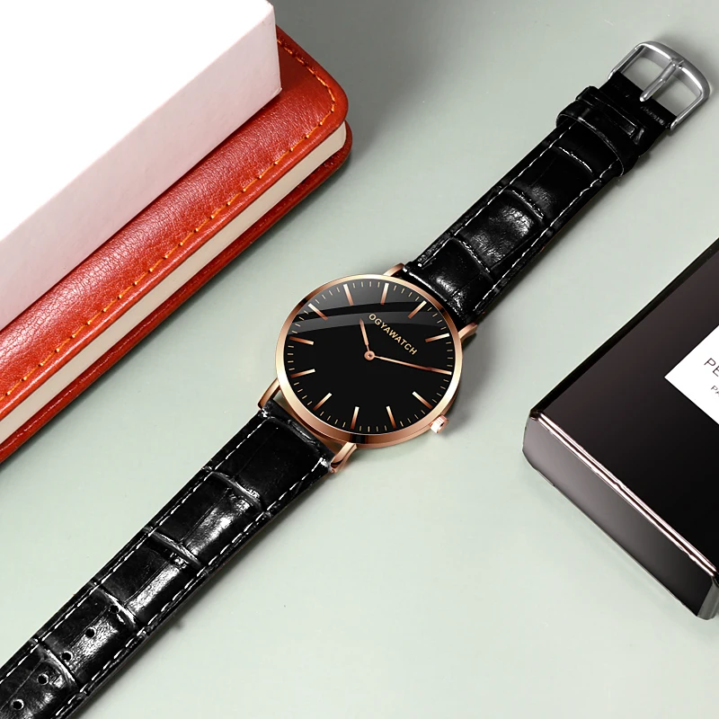 Новые мужские часы OGY простые роскошные спортивные кварцевые saati с кожаным