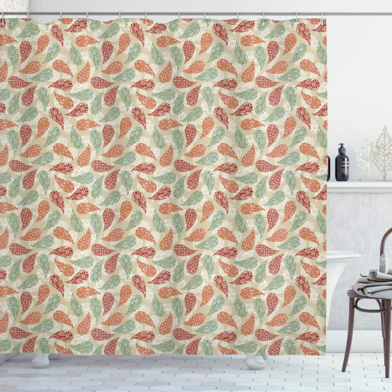 Paisley Shower Curtain, Vintage Persian Elements Colorful Oriental Teardrop Shapes Damask Inspirations, Cloth Fabric Bathroom
Paisley Shower Curtain, Vintage Persian Elements Colorful Oriental Teardrop Shapes Damask Inspirations, Cloth Fabric Bathroom