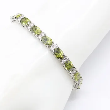 Hot Sell Silver Color Jewelry For Women Olive Green Cubic Zirconia Fashion Link Chain Bracelets Length 19cm Free Box 
Hot Sell Silver Color Jewelry For Women Olive Green Cubic Zirconia Fashion Link Chain Bracelets Length 19cm Free Box