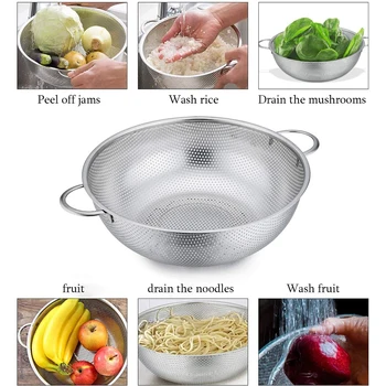 Stainless Steel Micro-Perforated Colander with 2 Handles for Draining Rinsing Washing Metal Strainer Sieve for Pasta Spaghetti
Stainless Steel Micro-Perforated Colander with 2 Handles for Draining Rinsing Washing Metal Strainer Sieve for Pasta Spaghetti
