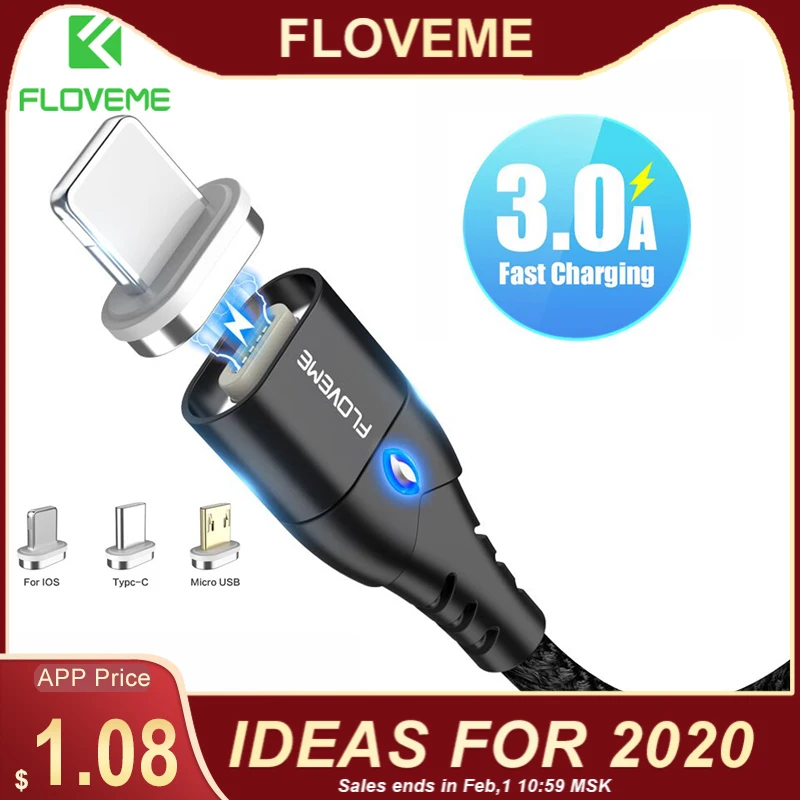 FLOVEME Magnetic Cable Micro USB Type C For iPhone Lighting Cable 1M 3A Fast Charging Wire Type-C Magnet Charger Phone Cable
FLOVEME Magnetic Cable Micro USB Type C For iPhone Lighting Cable 1M 3A Fast Charging Wire Type-C Magnet Charger Phone Cable