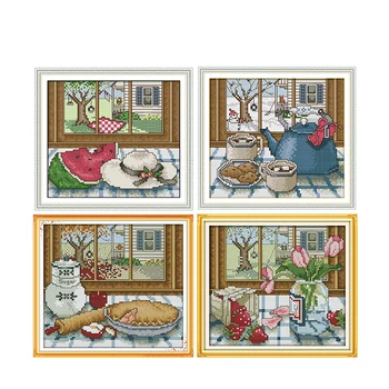 Seasons Outside The Window DIY Chinese Needlework Craft 11CT14CT Printed Patterns Cross Stitch Kit DMC on Canvas Embroidery Sets
Seasons Outside The Window DIY Chinese Needlework Craft 11CT14CT Printed Patterns Cross Stitch Kit DMC on Canvas Embroidery Sets