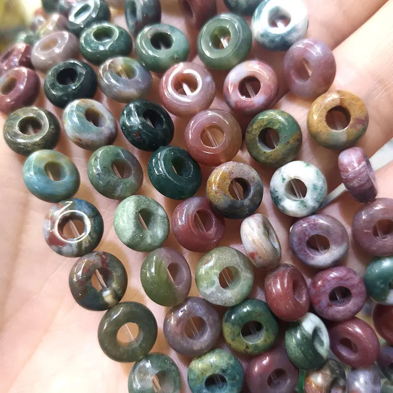 

Natural Wheel Shape 5MM Big Hole India Agates Loose Round Gem Stone Spacer Beads For Jewelry Making DIY Bracelet Earrings 10MM