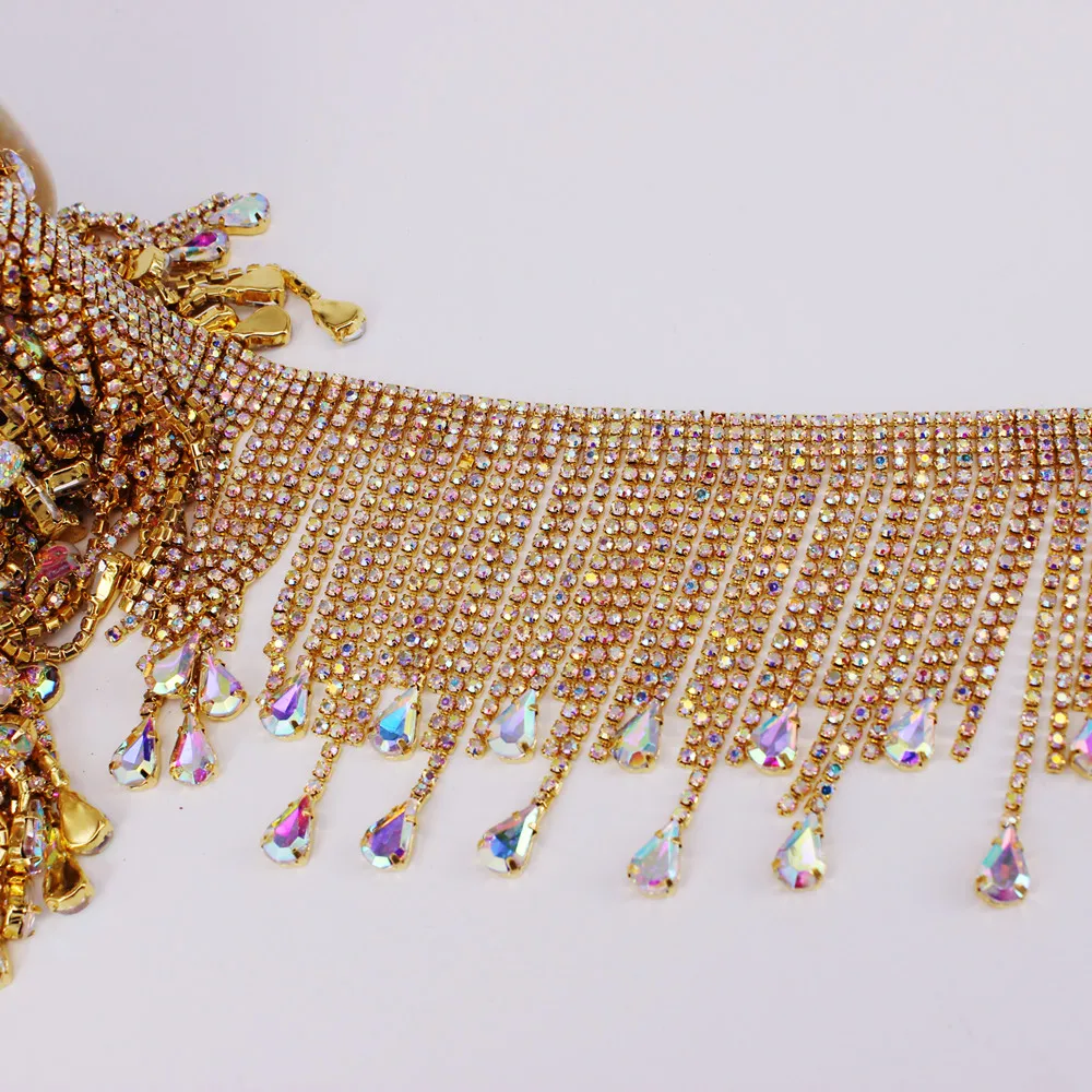 Sew On Trimming Metal Crystal Tassels Applique Strass Ribbon Banding DIY Crafts AB Glitter Clear Glass Rhinestone Chain Fringe
Sew On Trimming Metal Crystal Tassels Applique Strass Ribbon Banding DIY Crafts AB Glitter Clear Glass Rhinestone Chain Fringe
