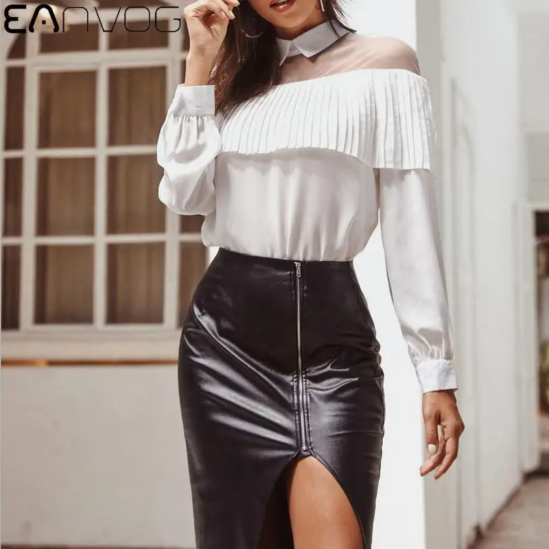 Ladies Elegant Ruffles Chiffon Blouses and Tops Women Turn Down Collar Long Sleeve Mesh Office Lady White Shirts blusa mujer
Ladies Elegant Ruffles Chiffon Blouses and Tops Women Turn Down Collar Long Sleeve Mesh Office Lady White Shirts blusa mujer