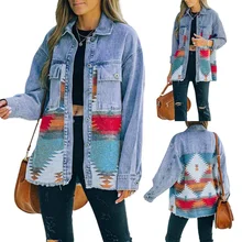 Casaco jeans feminino longo, jaqueta solta casual streetwear 
Casaco jeans feminino longo, jaqueta solta casual streetwear