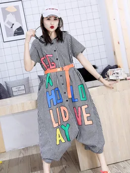 Oversized loose hip hop jumpsuit women cotton button short sleeve Romper summer streetwear stripe Playsuit letter print Bodysuit
Oversized loose hip hop jumpsuit women cotton button short sleeve Romper summer streetwear stripe Playsuit letter print Bodysuit
