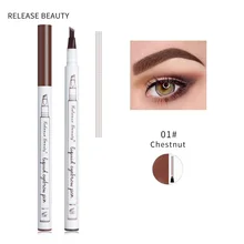 3 Warna Microblading Tato Alis Pensil 4 Kepala Sketsa Liquid Alis Pena Penambah Micro Tips Coklat Pewarna pena TSLM2(China)