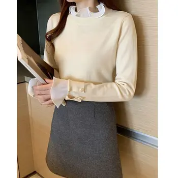 Women Spring Sweaters Concise Loose Lotus Collar Pullover Knitting Long Sleeves Fashion Casual Sweater Y
Women Spring Sweaters Concise Loose Lotus Collar Pullover Knitting Long Sleeves Fashion Casual Sweater Y