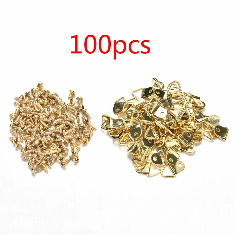 100pcs triangle D-rings for photo frames and painting frame hooks, with 100 screws
100pcs triangle D-rings for photo frames and painting frame hooks, with 100 screws