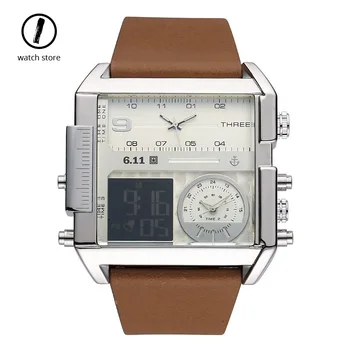 Multi-function Led Square Watch Men Three Display Sports Electronic Watch Large Dial Personalized Leather Strap Watches Students
Multi-function Led Square Watch Men Three Display Sports Electronic Watch Large Dial Personalized Leather Strap Watches Students