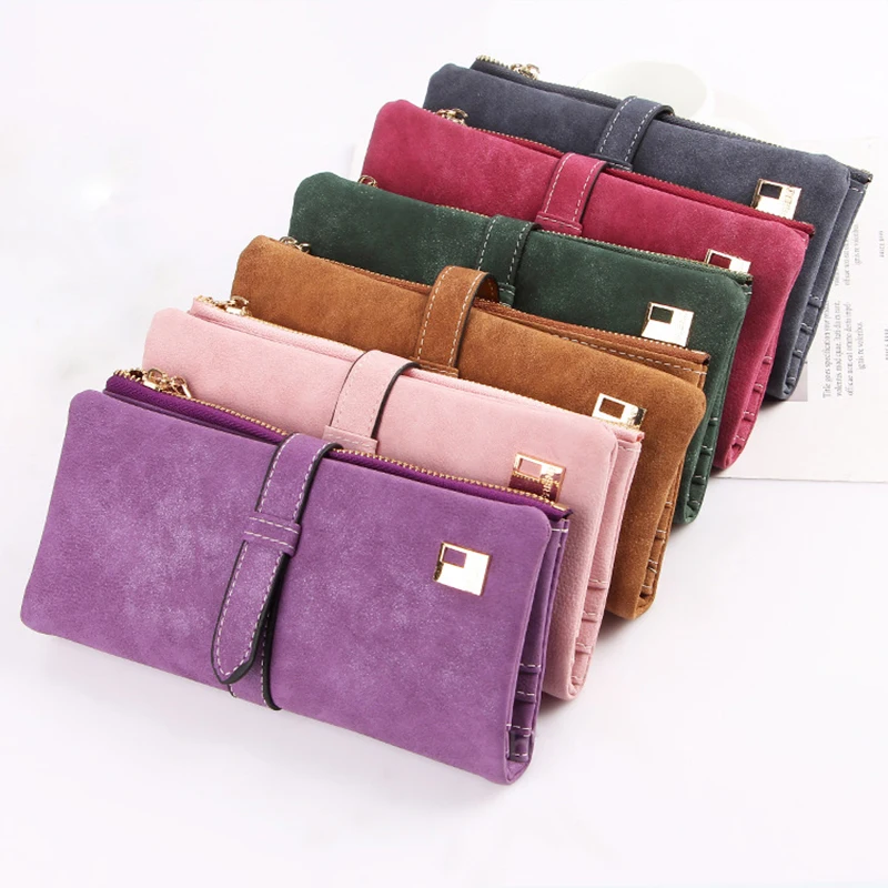 Famous Brand Long Purse Two Fold Women Wallets Drawstring Nubuck Leather Zipper Suede Wallet Ladies carteira Feminina Clutch Bag
Famous Brand Long Purse Two Fold Women Wallets Drawstring Nubuck Leather Zipper Suede Wallet Ladies carteira Feminina Clutch Bag