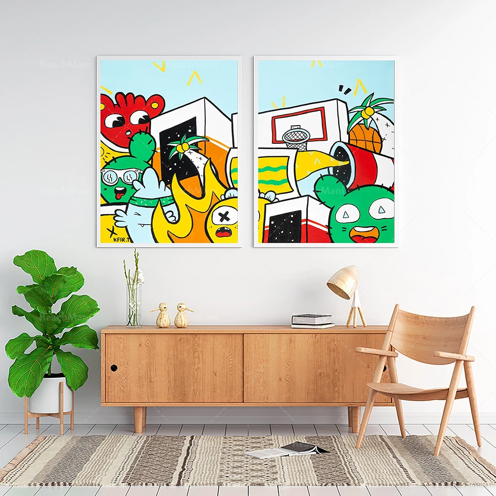 Canvas prints in cartoon graffiti style, modern home decoration art, contemporary summer wall art, art posters in the style of s
Canvas prints in cartoon graffiti style, modern home decoration art, contemporary summer wall art, art posters in the style of s