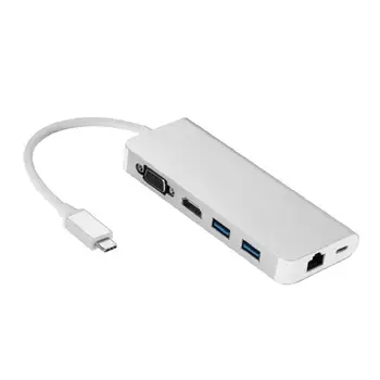 6 in 1 Type C Hub Type-C to HDMI VGA RJ45 Dual USB3.0 PD Port Adapter Cable for Macbook Computer
6 in 1 Type C Hub Type-C to HDMI VGA RJ45 Dual USB3.0 PD Port Adapter Cable for Macbook Computer