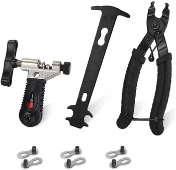 Bike Chain Repair Tool Kit, Bike Master Link Pliers Remover Chain Breaker Splitter Cutter & Chain Wear Indicator Checker 
Bike Chain Repair Tool Kit, Bike Master Link Pliers Remover Chain Breaker Splitter Cutter & Chain Wear Indicator Checker