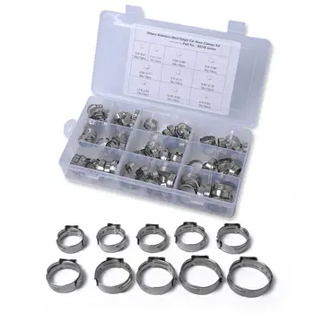 100pcs Stainless Steel Single Ear Hose Clamps Assortment Stepless Clamps 0.5"-0.93"/12-23 mm For Hose Pipe Tube Connection
100pcs Stainless Steel Single Ear Hose Clamps Assortment Stepless Clamps 0.5"-0.93"/12-23 mm For Hose Pipe Tube Connection