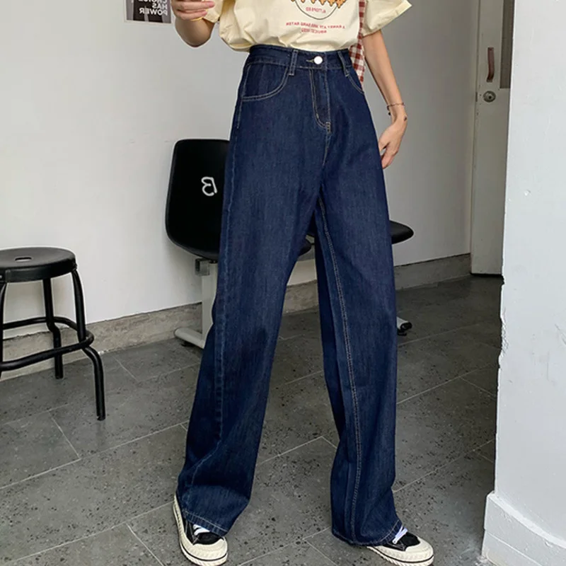 Джинсовые брюки в стиле ретро женские осенние 2020 свободные облегающие прямые