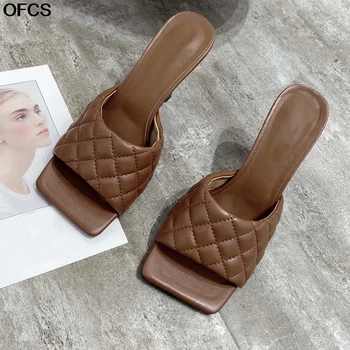 PU Leather Square Toe Women Slippers Summer Sandals High heel 9CM Women Sandals Mules Design Slides Dress Party Shoes 42
PU Leather Square Toe Women Slippers Summer Sandals High heel 9CM Women Sandals Mules Design Slides Dress Party Shoes 42