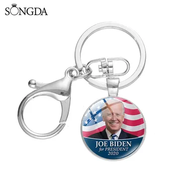 

2020 Joe Biden President of the United States Election Keychain Bernie U.S. Presidential Glass Dome Key Chain Jewelry
