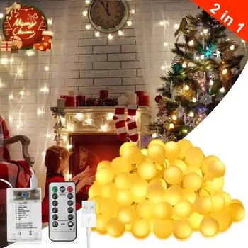 Battery Operated USB 2 in 1 String Light with Timer 8 Mode Christmas Garland 100 LED Globe Fairy Lights for Indoor Outdoor Decor
Battery Operated USB 2 in 1 String Light with Timer 8 Mode Christmas Garland 100 LED Globe Fairy Lights for Indoor Outdoor Decor
