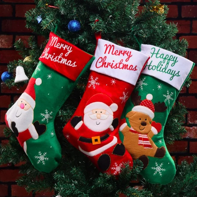 children presents stocking decoration santa claus snowman elk