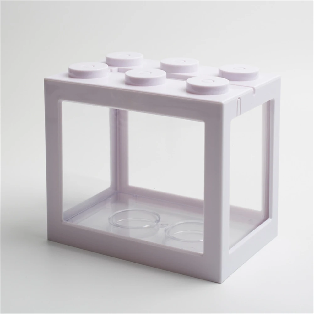 16 Mini Bettas Fish Tank LED Aquarium Mini Fish Bowls Block Reptile Box USB Charger Office Table Decoration Ocean Betta Turtle Box