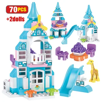 70PCS Elsa Ice Castle Model Building Blocks City Friends Snow Castle House Princess Figures Duploed Big Bricks DIY Toys for Girl
70PCS Elsa Ice Castle Model Building Blocks City Friends Snow Castle House Princess Figures Duploed Big Bricks DIY Toys for Girl