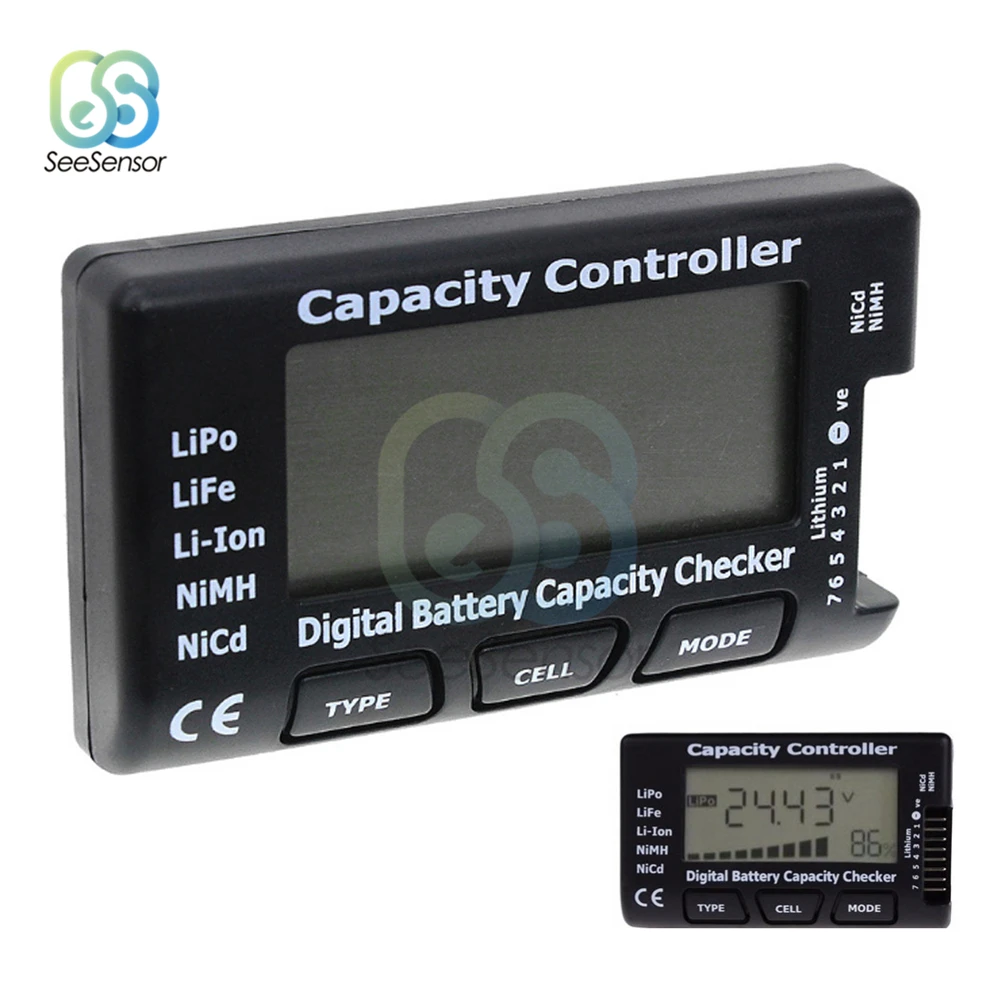 RC Meter 7 Digital Cell Battery Capacity Checker Controller Battery Voltage Tester Checking Tool For LiPo LiFe Li-ion Nicd NiMH
RC Meter 7 Digital Cell Battery Capacity Checker Controller Battery Voltage Tester Checking Tool For LiPo LiFe Li-ion Nicd NiMH