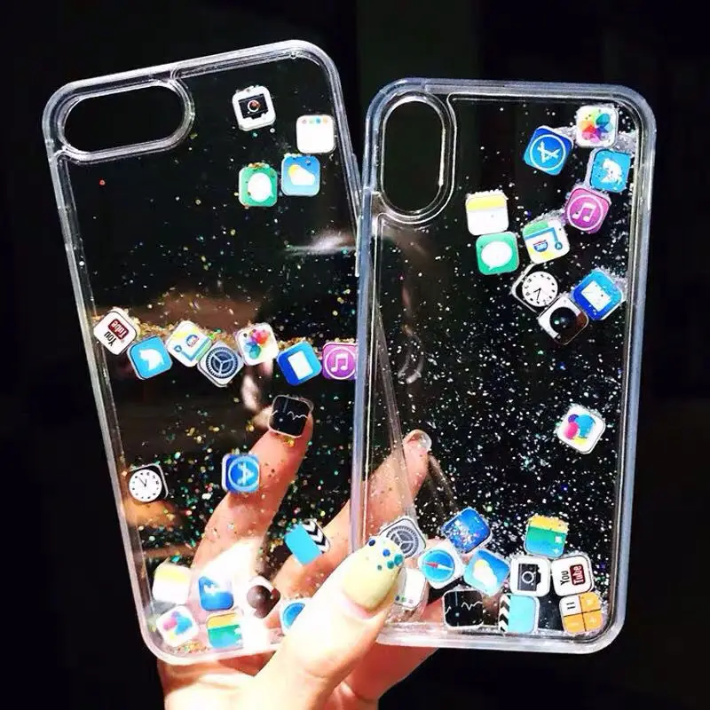 Funny APP Dynamic Liquid Glitter Stars Quicksand Phone Case For iPhone 6 6s 7 8 Plus X XR XS MAX Cases Hard PC Clear Phone Shell
Funny APP Dynamic Liquid Glitter Stars Quicksand Phone Case For iPhone 6 6s 7 8 Plus X XR XS MAX Cases Hard PC Clear Phone Shell