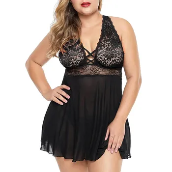 Sexy Women Nightgown Plus Size Xl-5xl Black Lace Sleepwear Nightwear Lingeries Sleeveless Women Lingerie Night Dress E3
Sexy Women Nightgown Plus Size Xl-5xl Black Lace Sleepwear Nightwear Lingeries Sleeveless Women Lingerie Night Dress E3