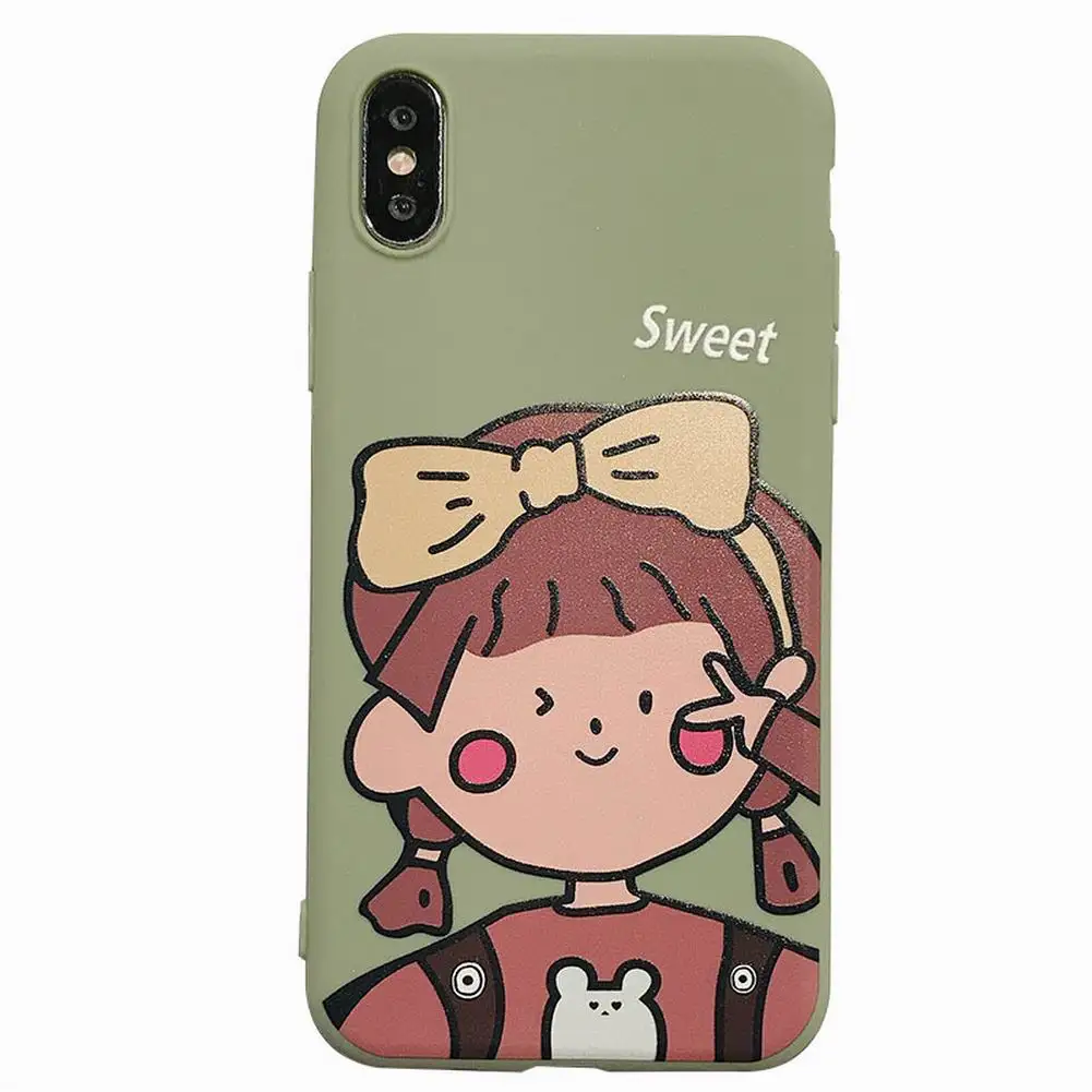 Модный мягкий чехол для телефона из ТПУ с изображением девушки мультфильма в