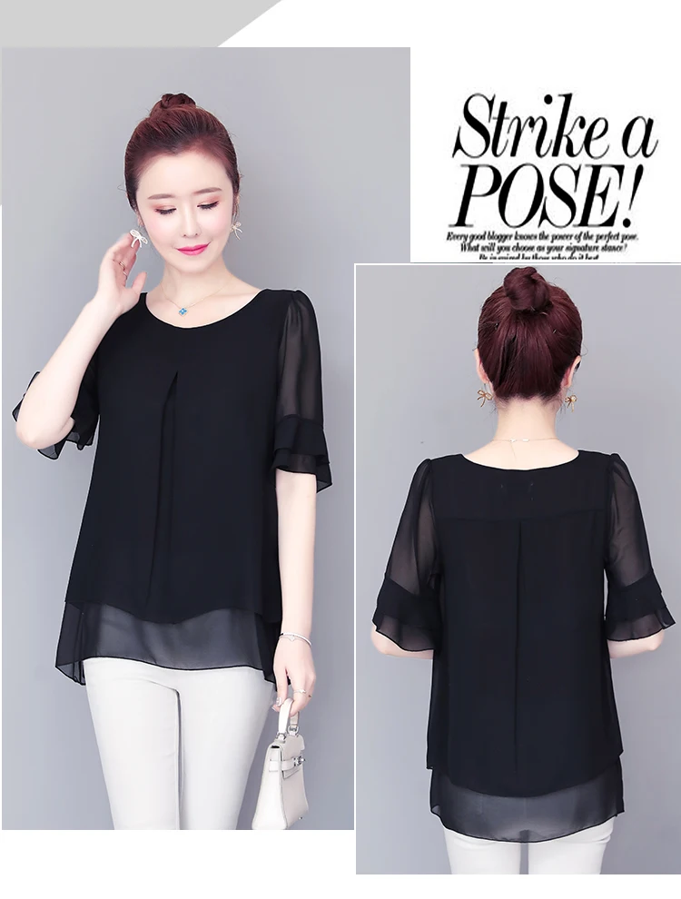 Women Blouses Solid 2020 Summer New Short- Sleeve V-Neck Lace up Shirt Female Chiffon Womens Plus Size Tops Slim Clothing NS4544 Women Blouses Solid 2020 Summer New Short- Sleeve V-Neck Lace up Shirt Female Chiffon Womens Plus Size Tops Slim Clothing NS4544